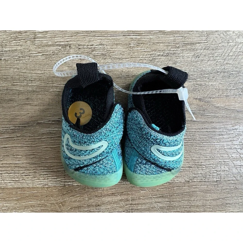 Nike Swoosh 1 TD Infant Flyknit Shoes Baltic Blue Black Sz 3C FB3244-405